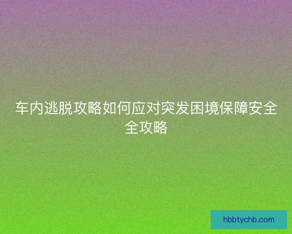 车内逃脱攻略如何应对突发困境保障安全全攻略